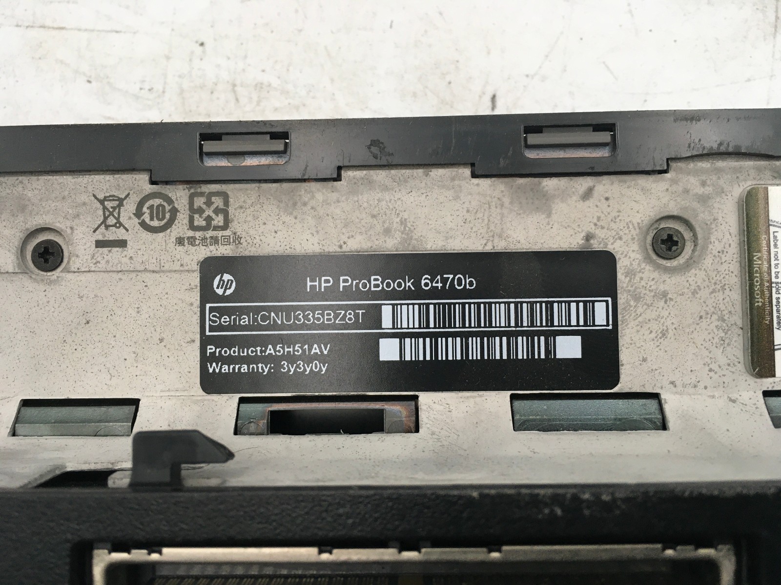 HP PROBOOK 6470B – BOOTS TO BIOS/LOCKED – INTEL I5 3340M – NO RAM – READ DESC-BB