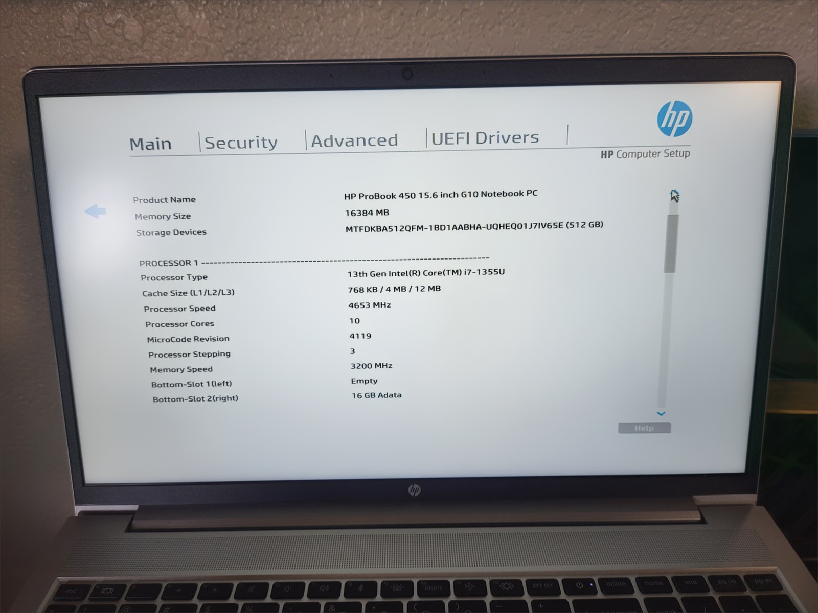 HP ProBook 450 G10 15.6” Touch Laptop i7 Core 13th Gen 16 GB RAM 512 GB SSD