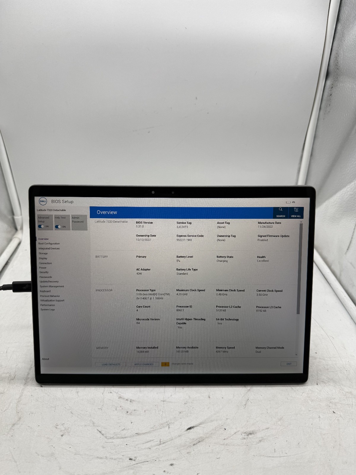 Dell Latitude 7320 2 in 1 Laptop/Detachable -core i5-1140G7 16GB NO SSD/OS