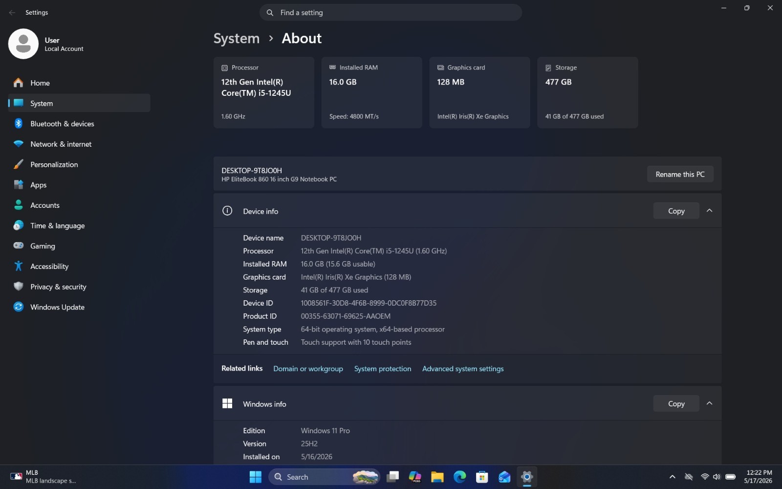 HP EliteBook 860 G9: i5 12Gen vPRO, 16.0GB DDR5, 512GB NVMe, 16.0 Touchscreen…