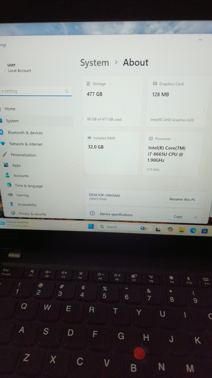Lenovo ThinkPad T490S Touch (512GB, Intel Core i7 8th Gen., 1.90GHz, 32GB)…