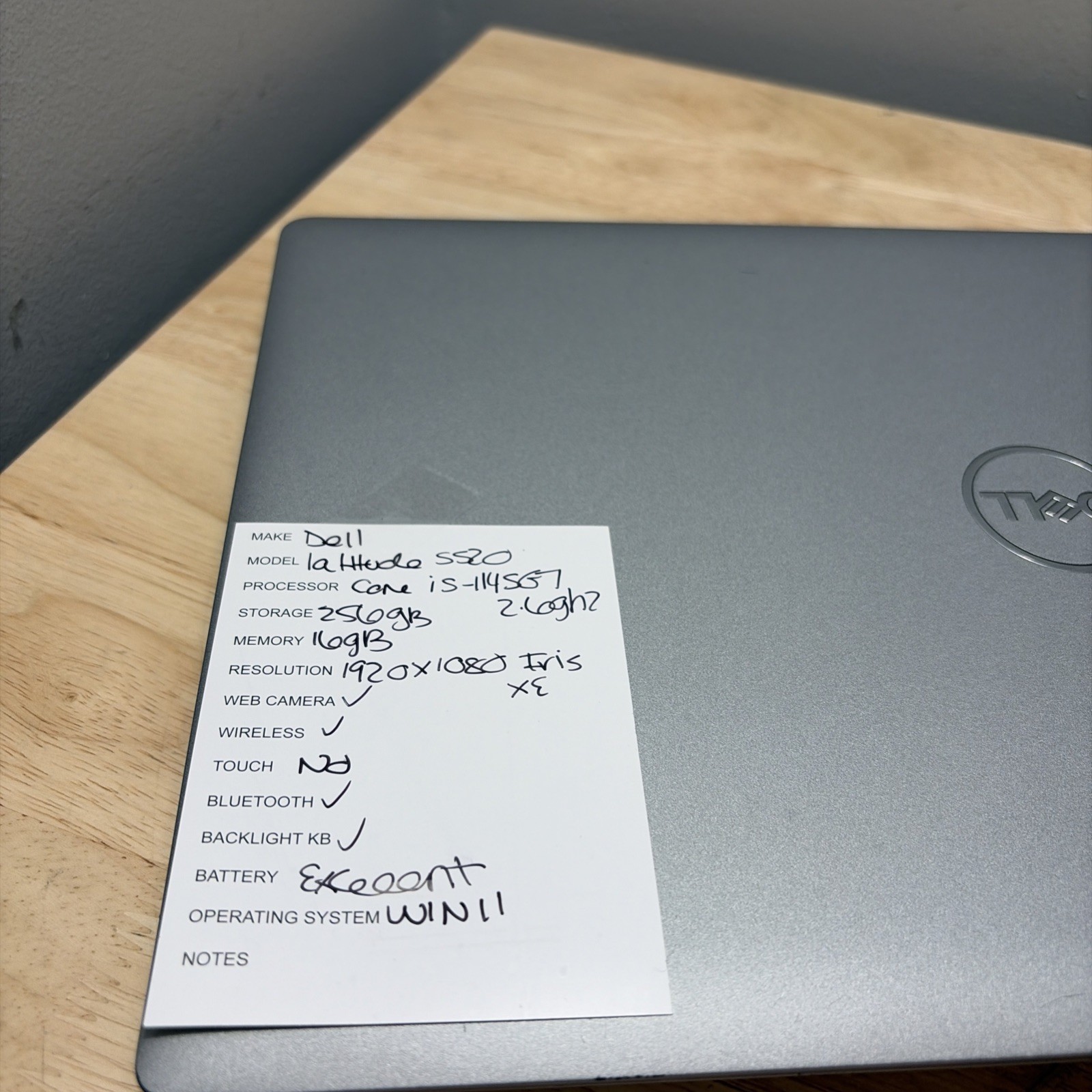 Dell Latitude 5520 Core i5-1145G7 2.60GHz, 16GB, 256GB SSD WebCam, WiFi W11 Cord
