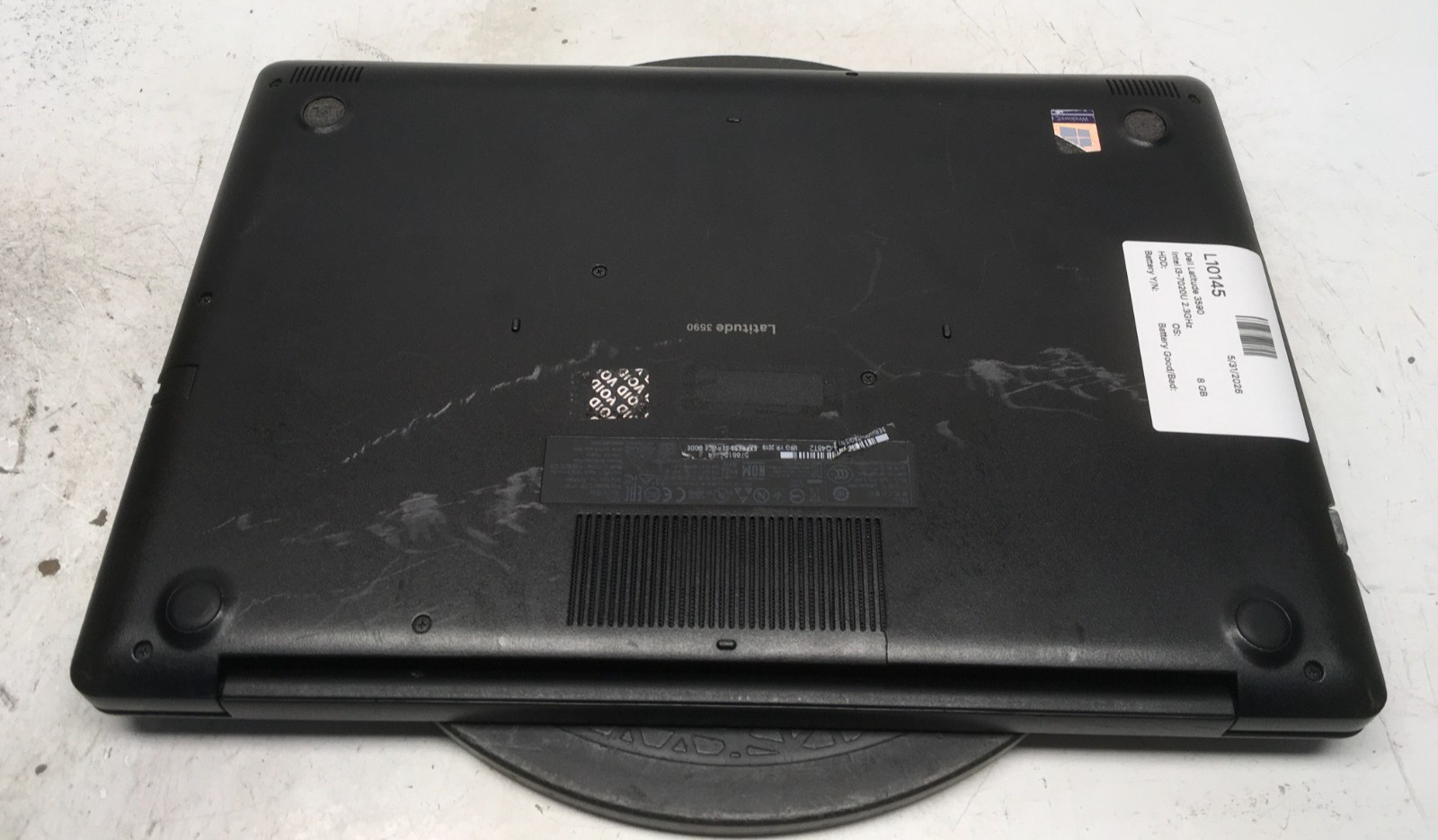 Dell Latitude 3590 Intel i3-7020U 2.3GHz 8 GB NO HDD No Batt