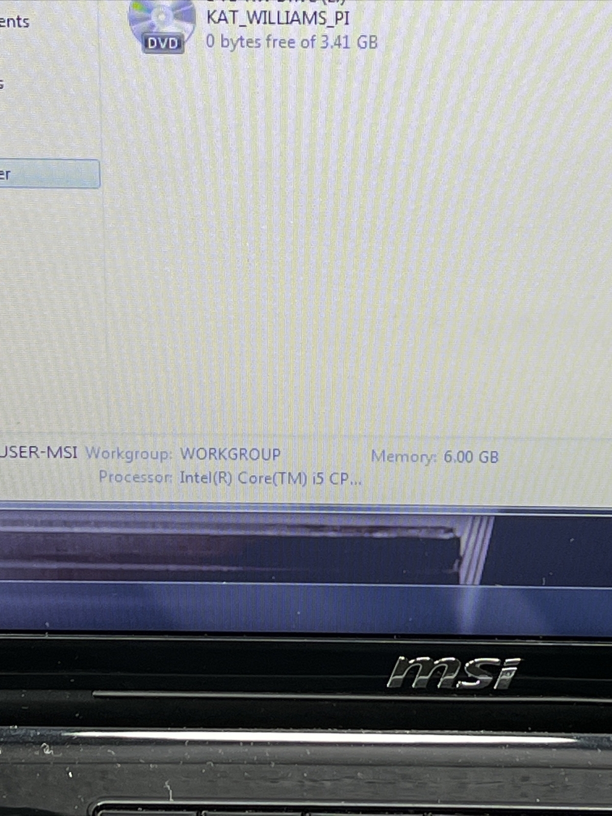MSI MS-16G4 i5 15.6” Laptop 6GB RAM 250GB HDD Win7 Used 84678