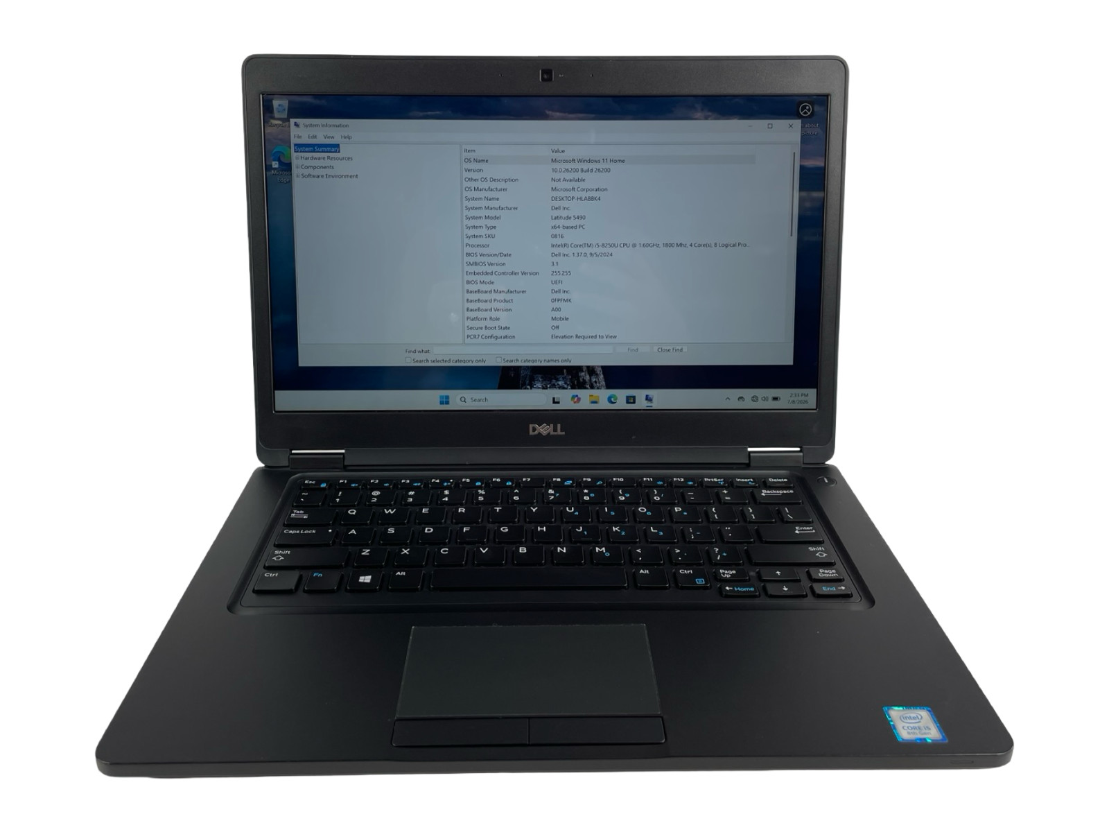 Dell Latitude 5490 Intel Core i5-8250u 1.6GHz 8GB RAM 256GB SSD Win11Home, TOUCH