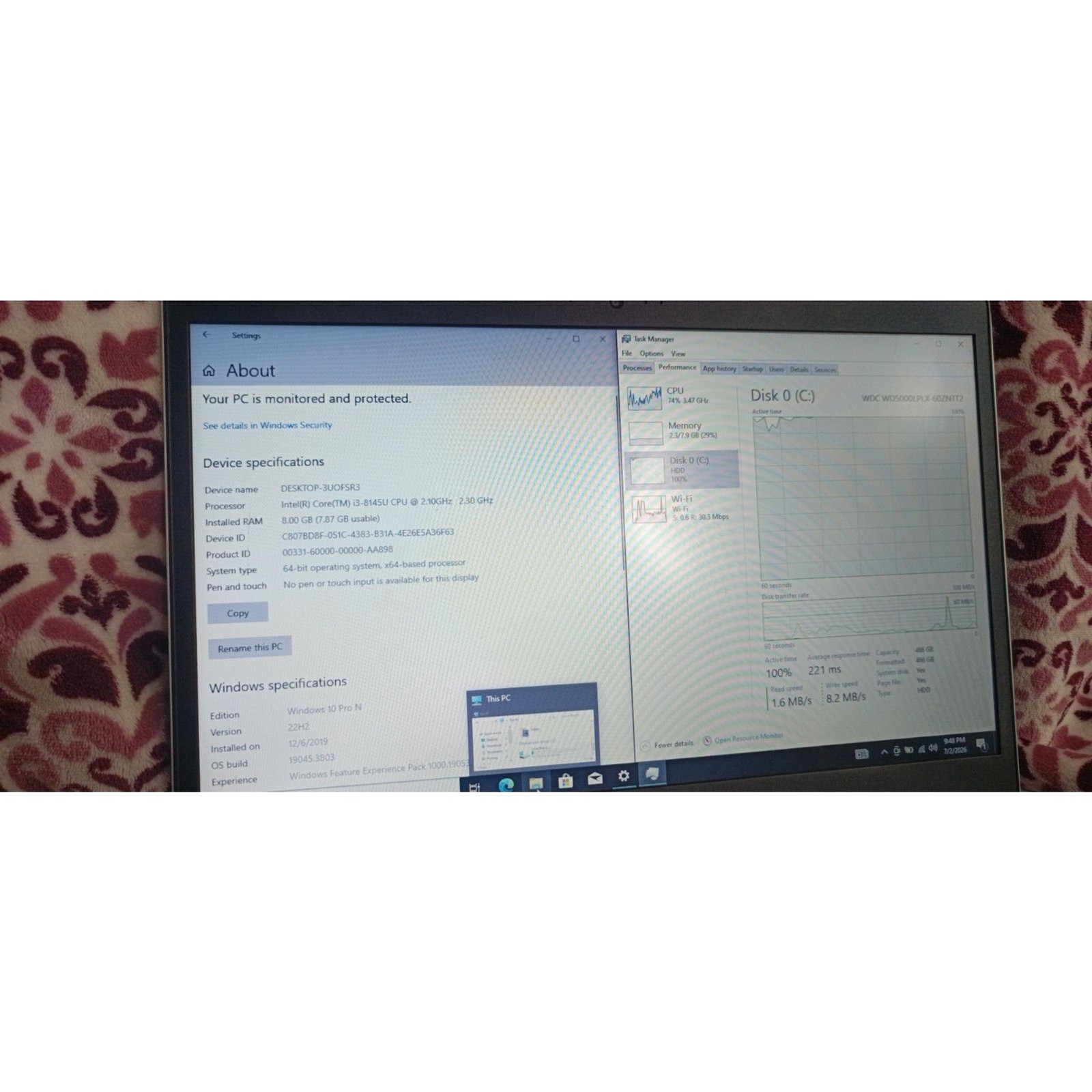 HP Probook 450 G6 | 2.3GHz Intel i3 | 8GB RAM | 500GB HDD
