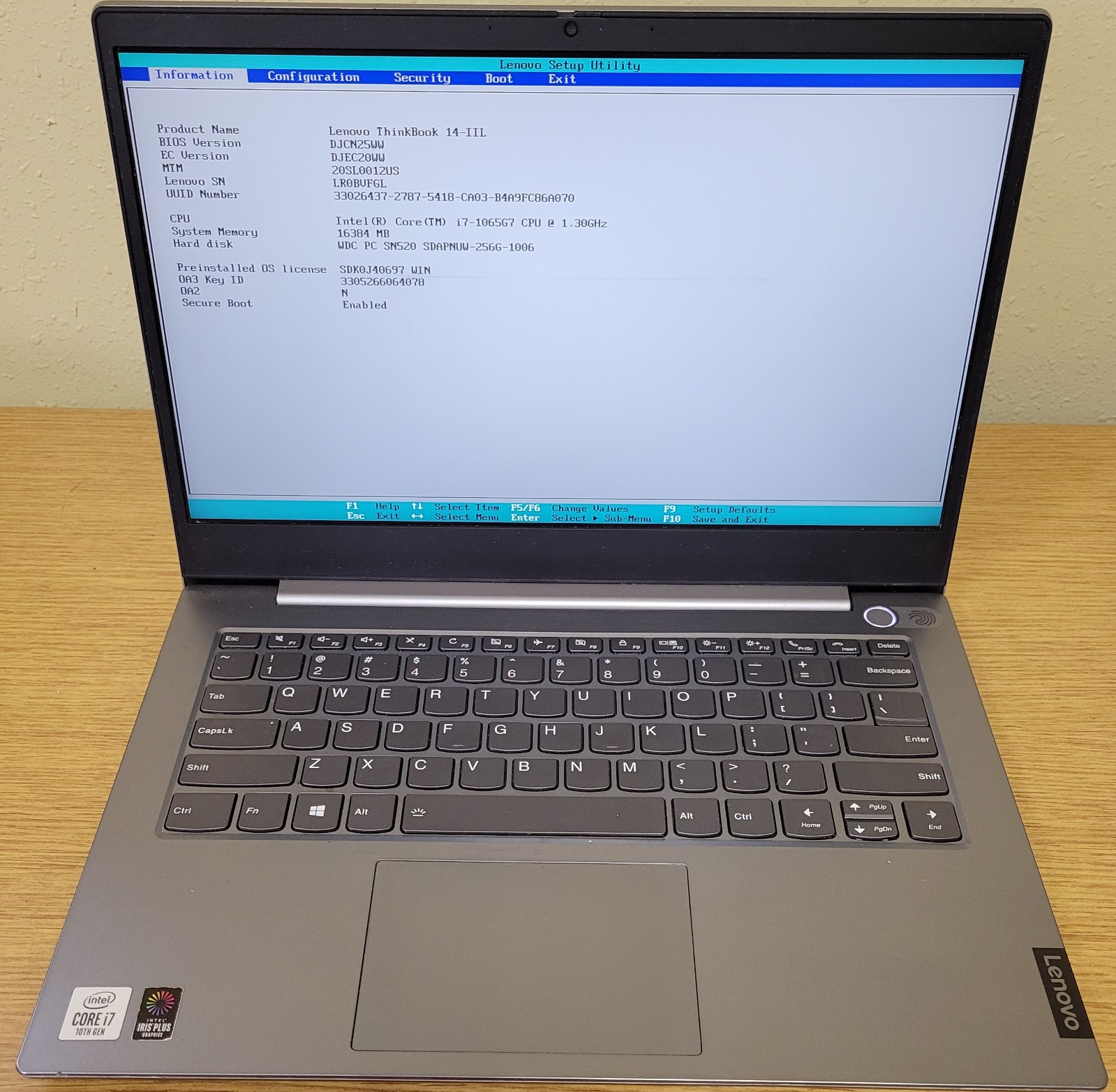 Lenovo ThinkBook 14-IIL i7-1065G7 1.30GHz 16GB DDR4 256GB NVMe NO OS/HDD
