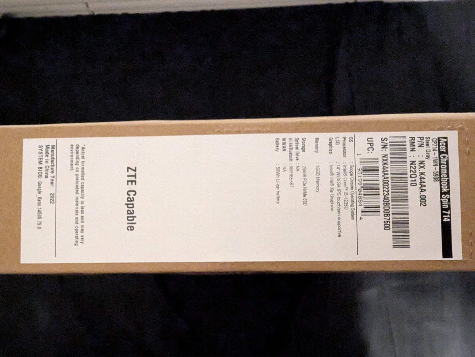 Acer Laptop – Chromebook Spin 714 – i5-1235U 16GB 256GB SSD 14 Touch Stylus