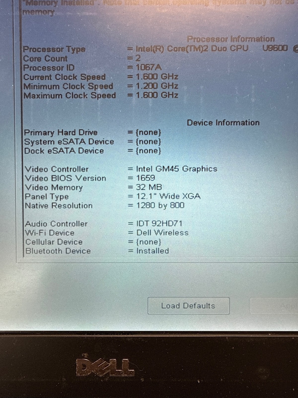 Dell Latitude E4200 Core 2 Duo U9600 1.6GHz 3GB No Drive 12.1″ 1280×800