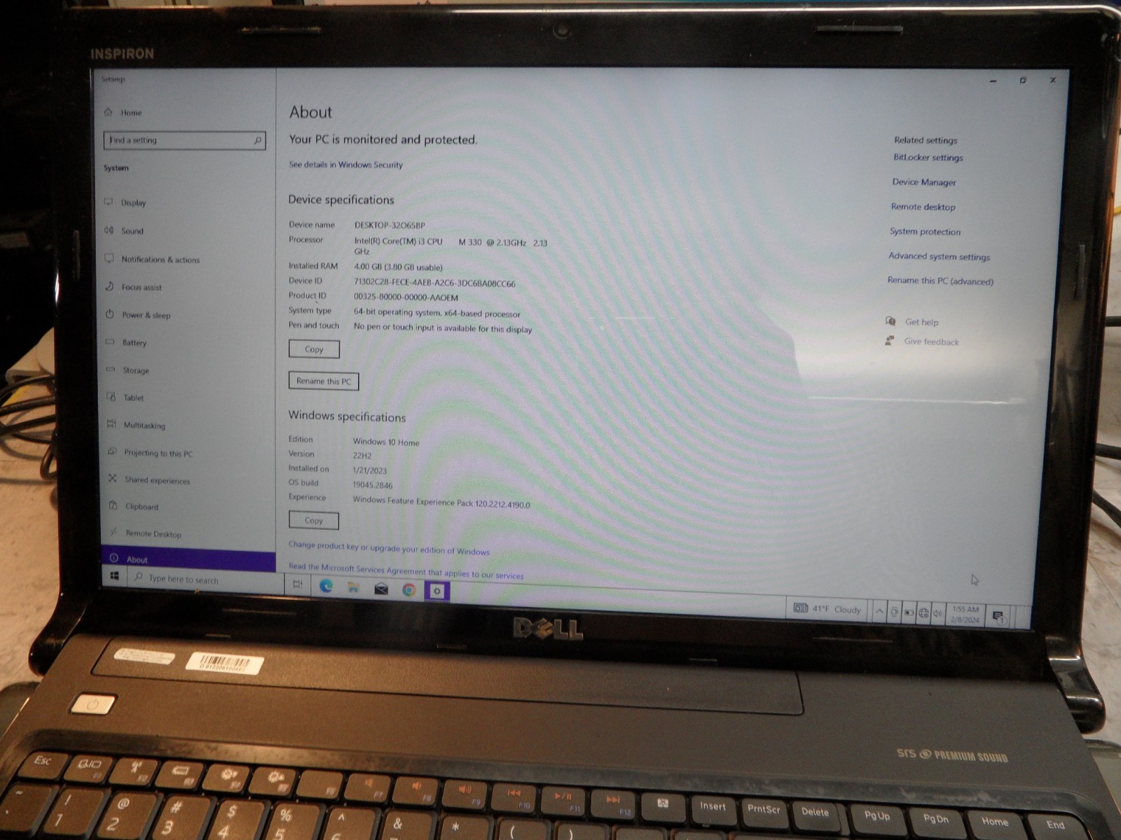Inspiron 1764 Booted Windows Hard Drive Wiped 500 SSD