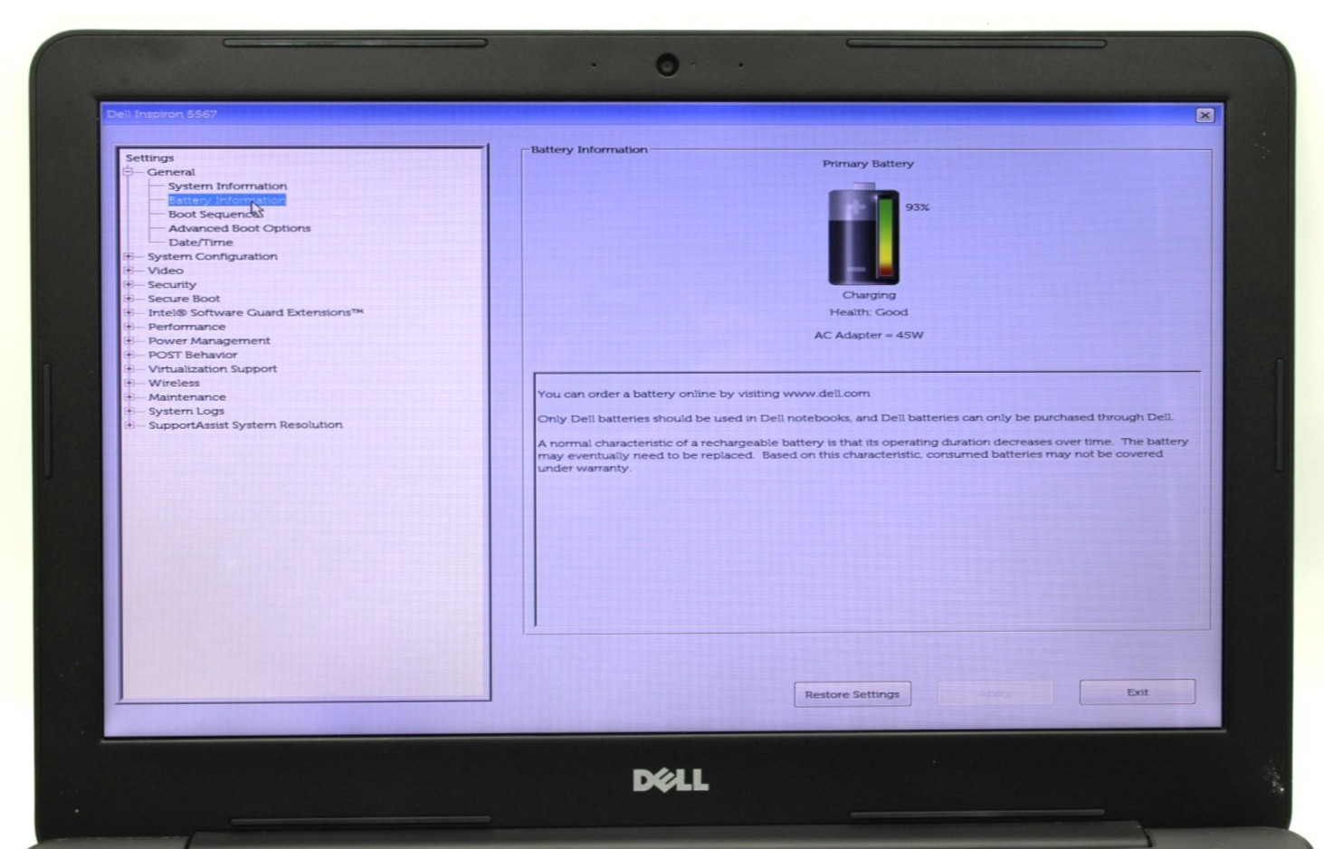 Dell Inspiron 15 5567 i7-7500U @2.7GHz 16GB DDR3 250GB SATA NO OS *USED/TESTED*