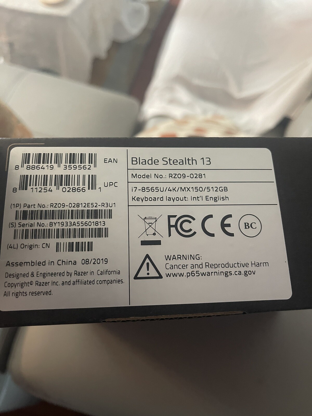 Razer Blade Stealth 13.3″ 4K Touch “512GB” Intel Core i7 10th Gen. MX150