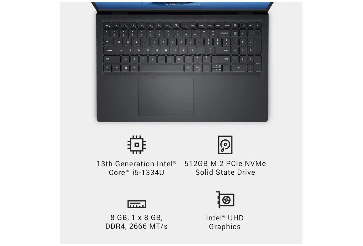 Dell 15.6″ Laptop Intel Core i5-1334U 8GB RAM 512GB SSD Intel UHD Windows 11