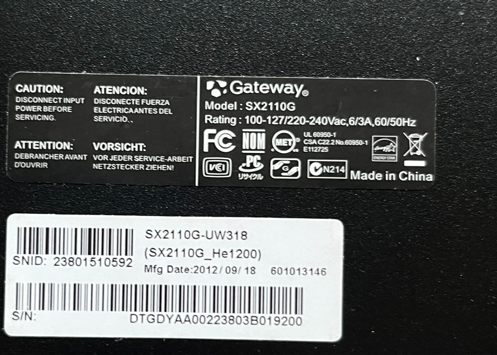 Gateway SX2110G-UW318 … CLEAN INSTALL WINDOWS 10 Desktop PC