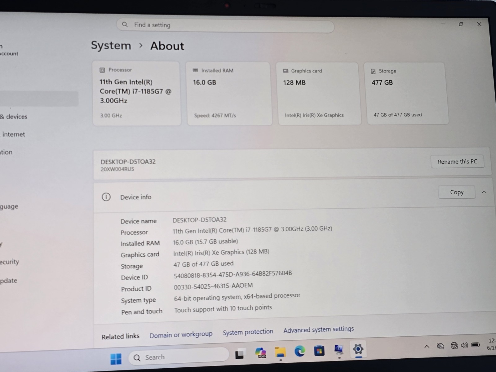 Lenovo ThinkPad X1 Carbon GEN 9 i7-1185G7 3.0GHz 16GB 512GB M2 NVME WIN11P TOUCH