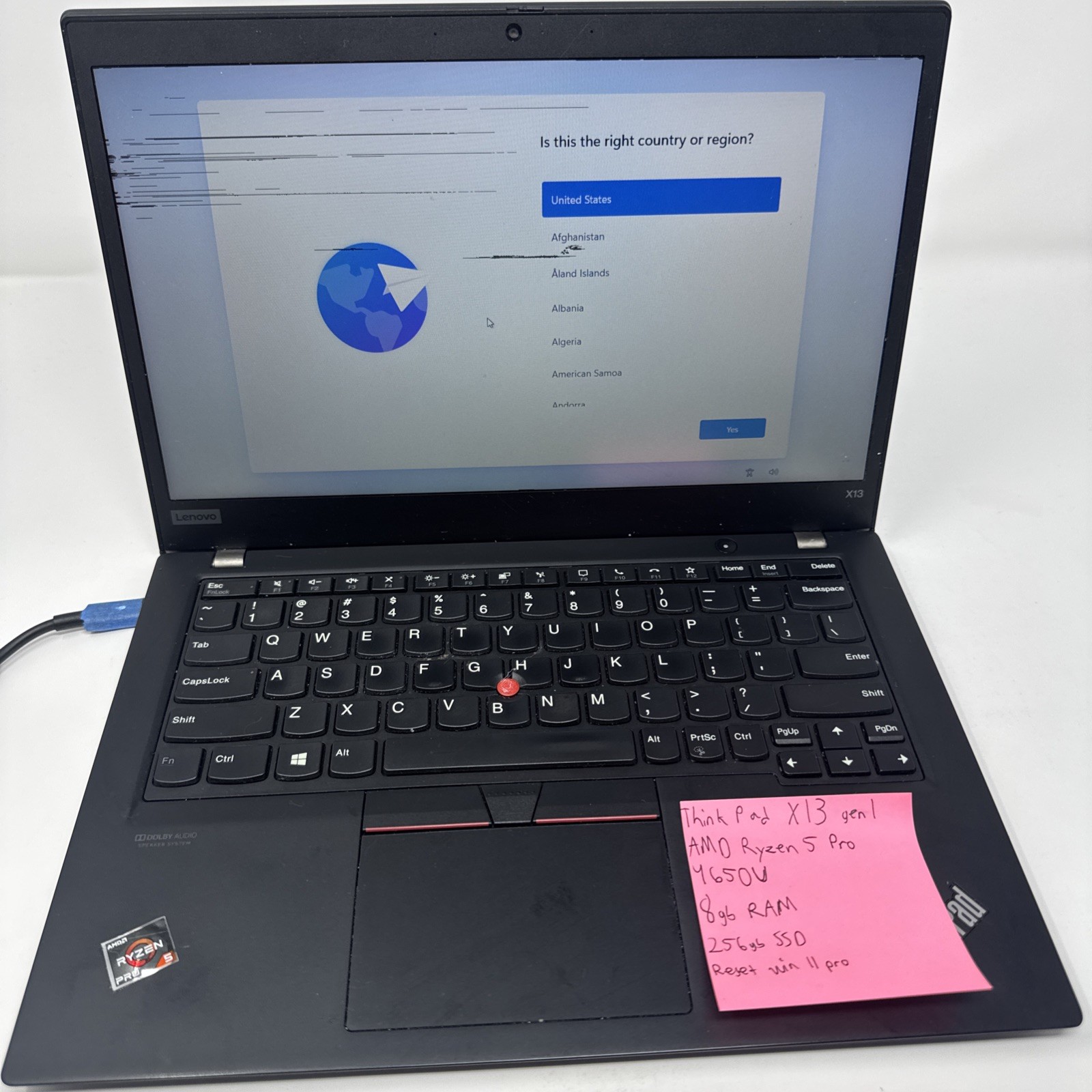 Lenovo ThinkPad X13 Gen 1 13″ FHD Touch RYZEN 5 PRO 4650U 256GB SSD 8GB W11P