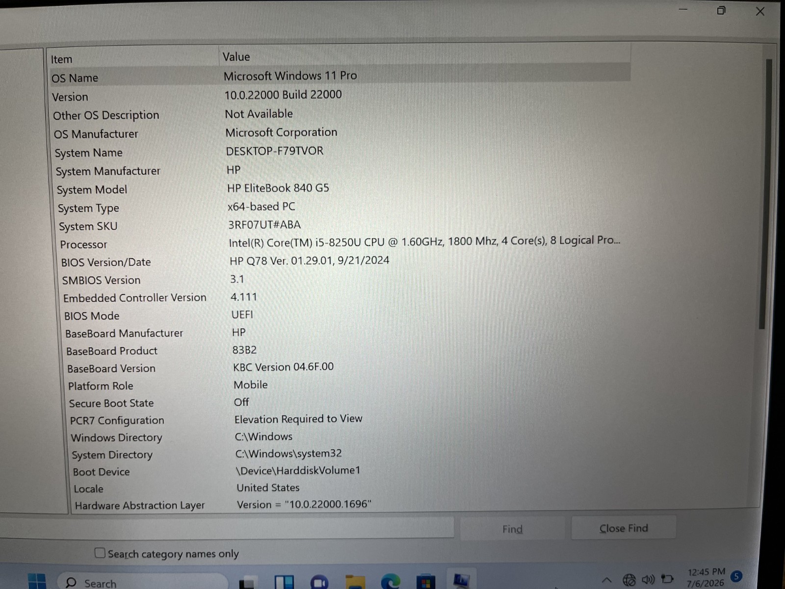 HP Elitebook 840 G5 14″ 256GB, Intel Quad-Core i5-8250U, 1.6 GHz, 16GB