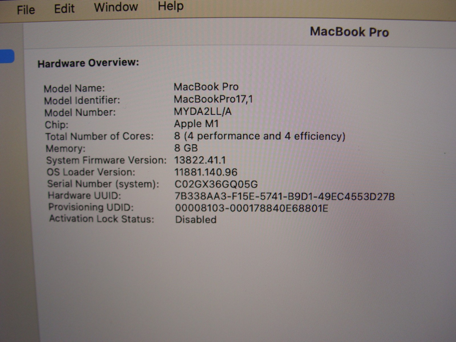 Apple MacBook Pro A2338 (2020) 13.3″ M1 8CPU/8GPU 3.2GHz 8GB 256GB SSD +Charger