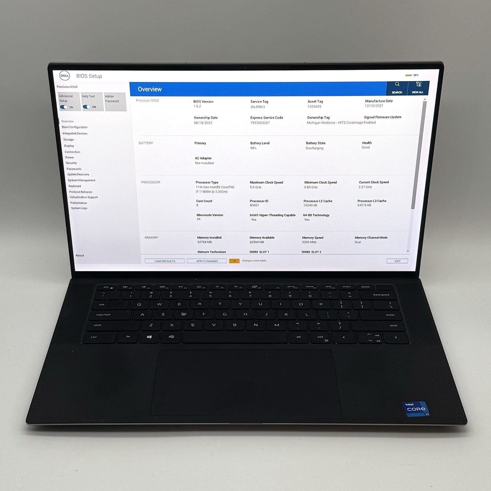 Dell Precision 5560 15.6″ FHD+ | i7-11800H 2.30GHz | Quadro T1200 | No RAM/SSD