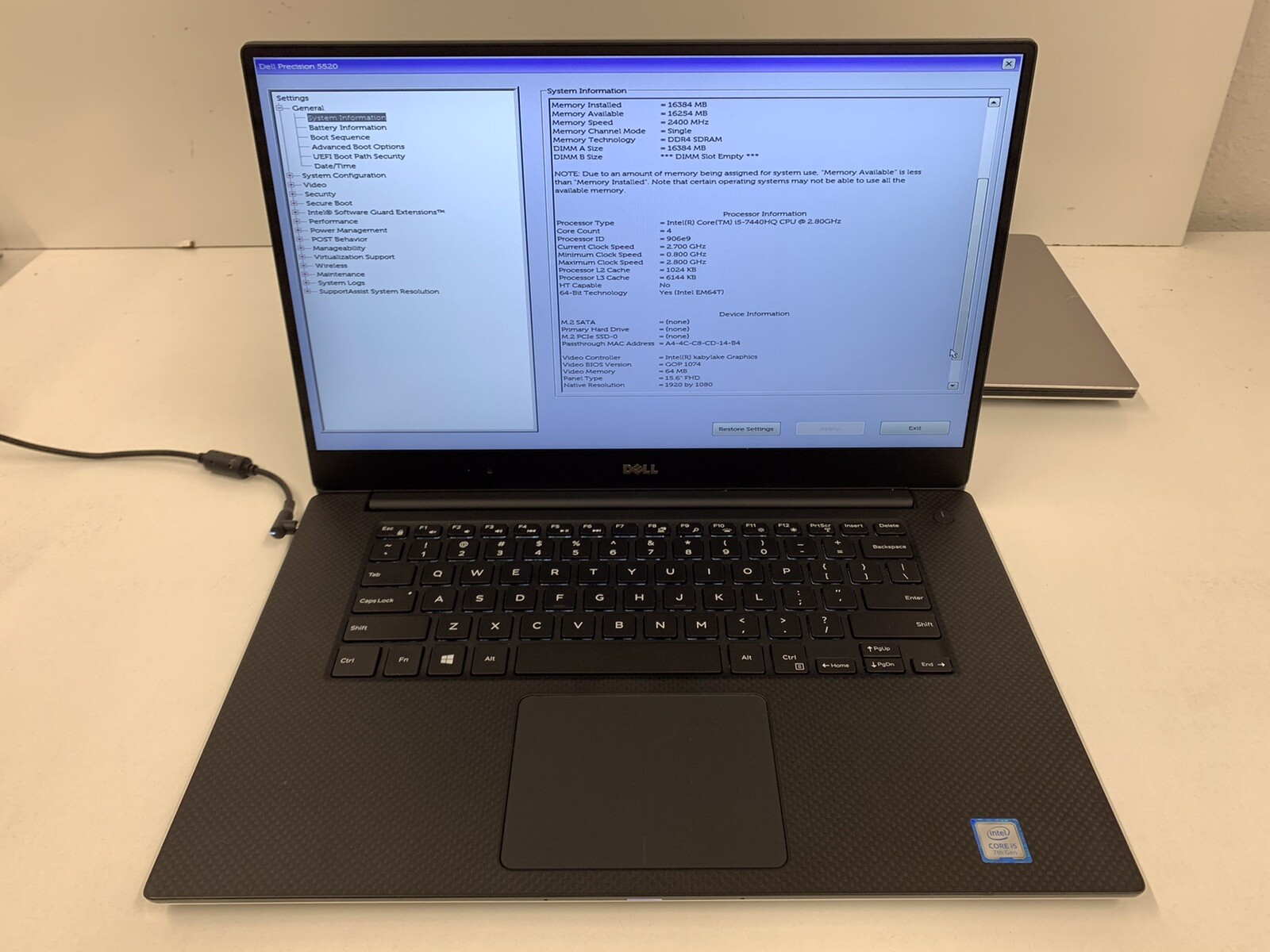 Dell Precision 5520 Core i5-7440HQ @ 2.80GHz | 16GB RAM, NO SSD | #T378