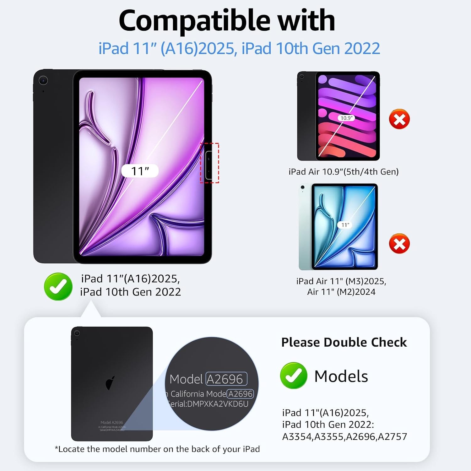 2-Pack Glass Screen Protector for iPad 11th A16 11-in. /10th Generation 10.9-in.