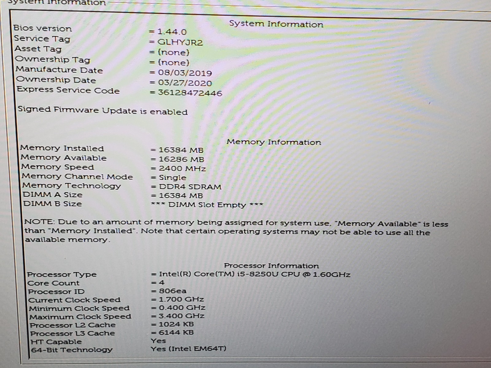 Dell Latitude 7390 i5 8250U 1.60GHz/ 16GB/ NO SSD 1920x 1080 #2947