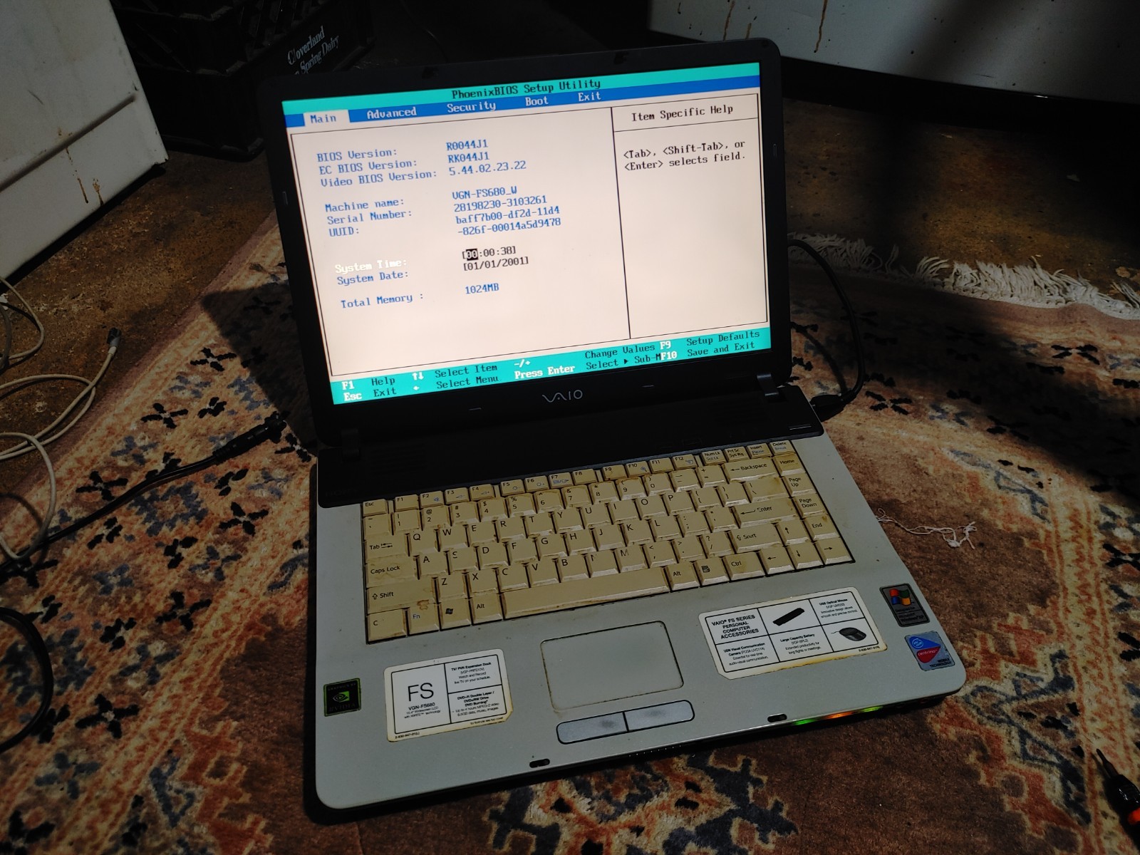 Sony Vaio VGN-FS640/W PCG-7A2L Laptop NO OS/BATTERY