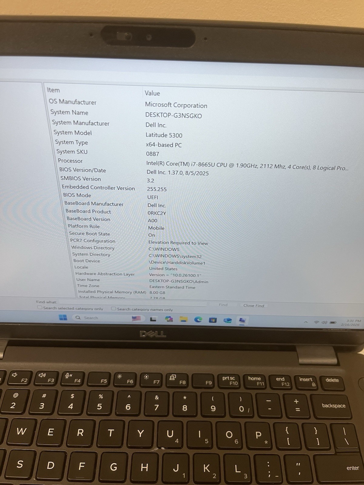 Dell Latitude 5300 13.3″ FHD Touch Intel i7-8665U 1x 8GB RAM 512GB SSD Win 11