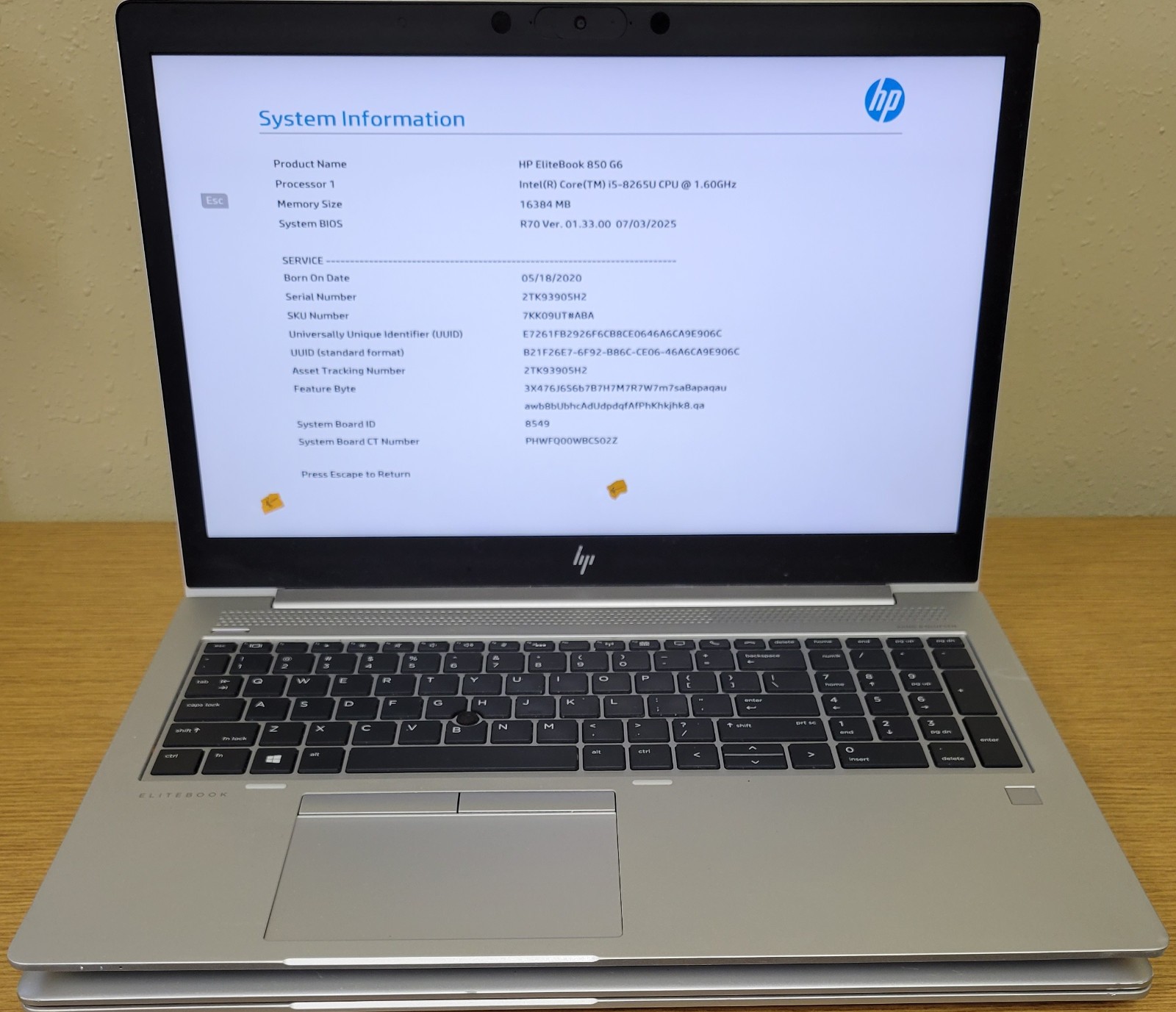 (Lot of 2)HP EliteBook 850 G6 i5-8th Gen 1.60GHz 8/16GB No OS/SSD *BIOS LOCKED*