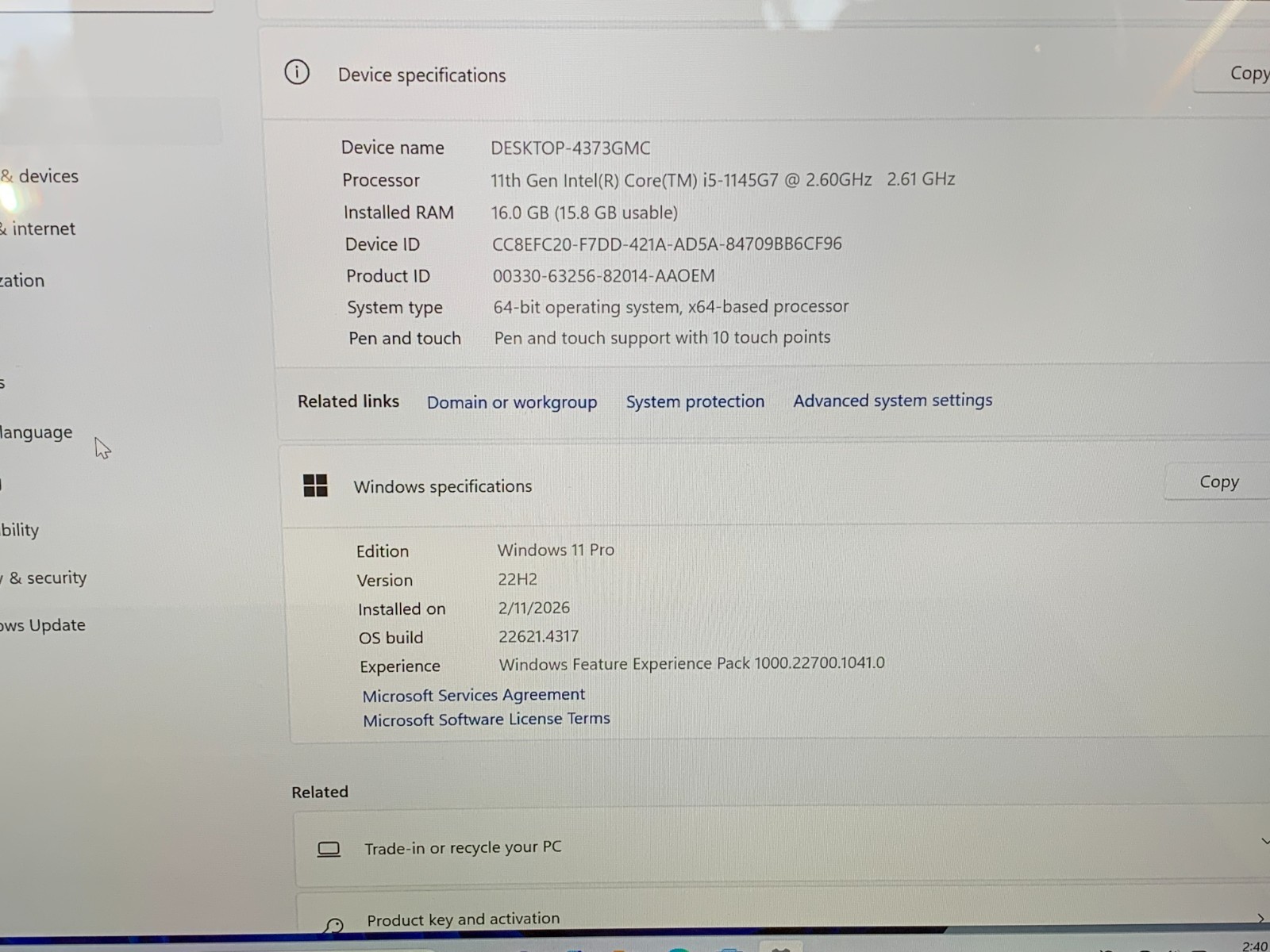 Microsoft Surface Laptop 4 i5-1145G7 2.6GHz 16GB 256GB NVMe W11P Mod. 1951