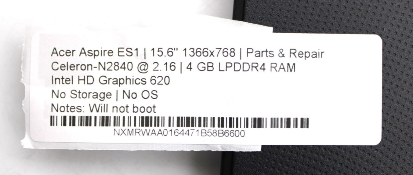 Acer Aspire ES1 Celeron-N2840@2.16GHz 4GB LPDDR4 NO STORAGE OR OS *PARTS/REPAIR*