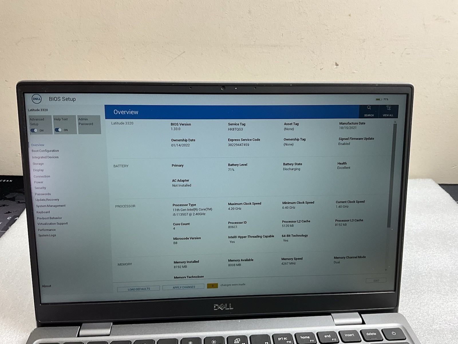 Dell Latitude 3320 13.3″ Laptop i5-1135G7 8GB RAM 256GB SSD W11 Pro #33