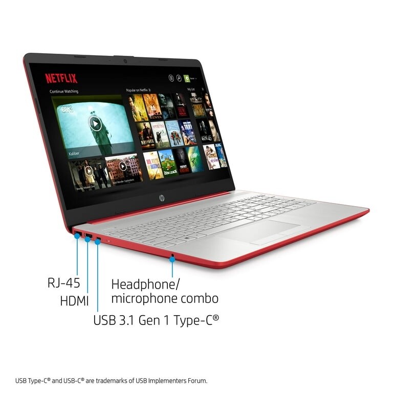 HP 15-fd0083wm (128GB SSD, Intel Pentium N-Series, 1.80 GHz, 4GB) Laptop – Red –