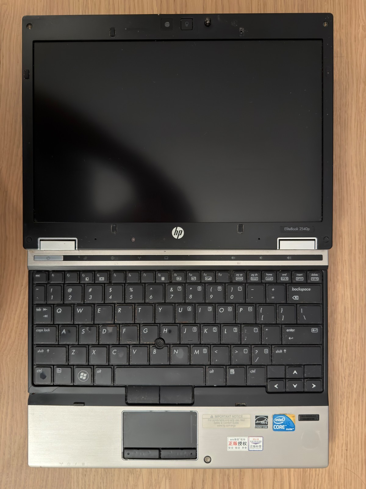 HP EliteBook 2540p Laptop, No Booting, Intel Core i5 1st gen, No RAM/HDD/WIFI
