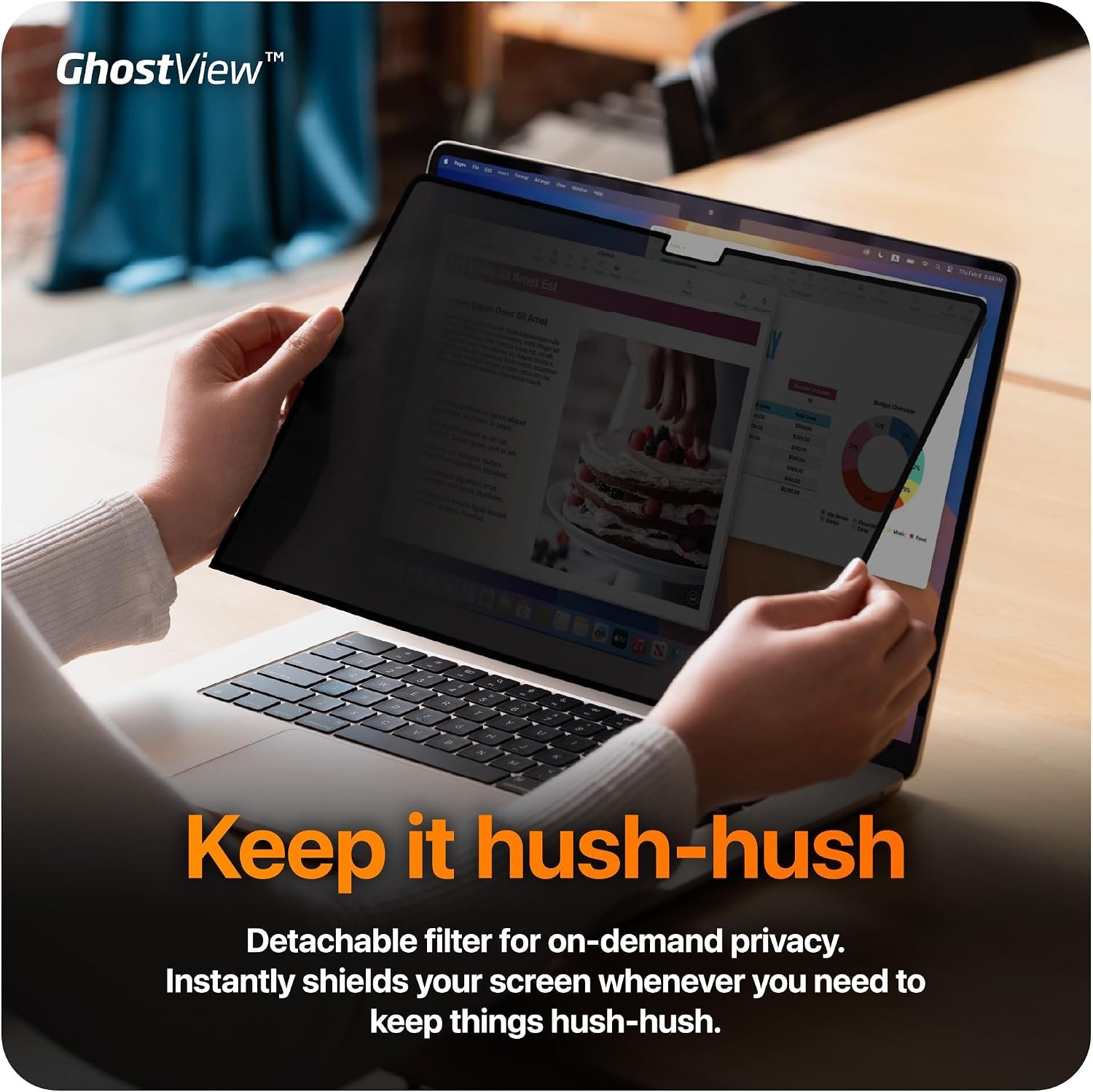 Ultra Thin 2-Way Privacy Screen Protector, Detachable, Compatible with 2022+ Mac
