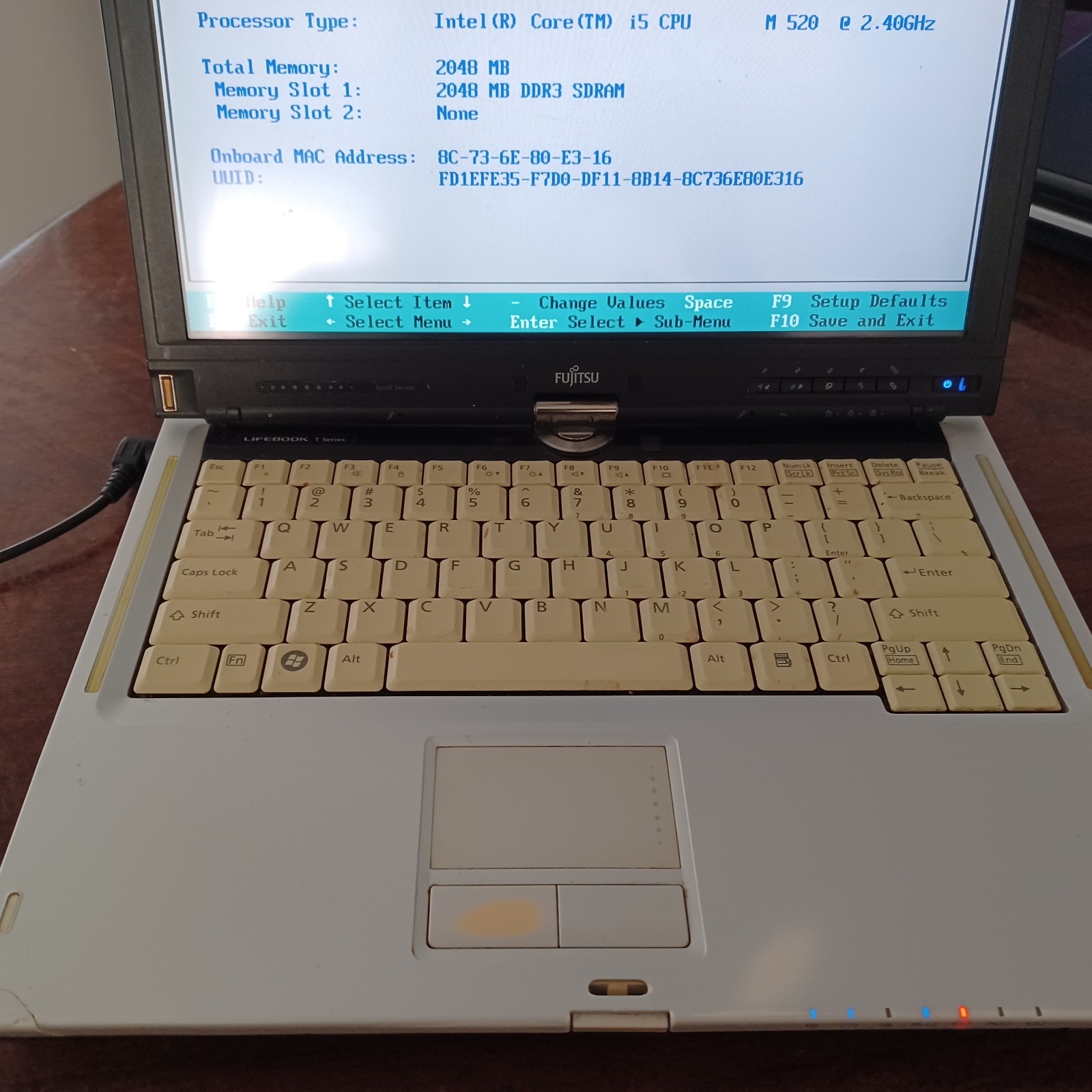 Fujitsu Lifebook T900 Intel Core i5 CPU M 520 2.40GHz 4GB Sometimes Boots BIOS