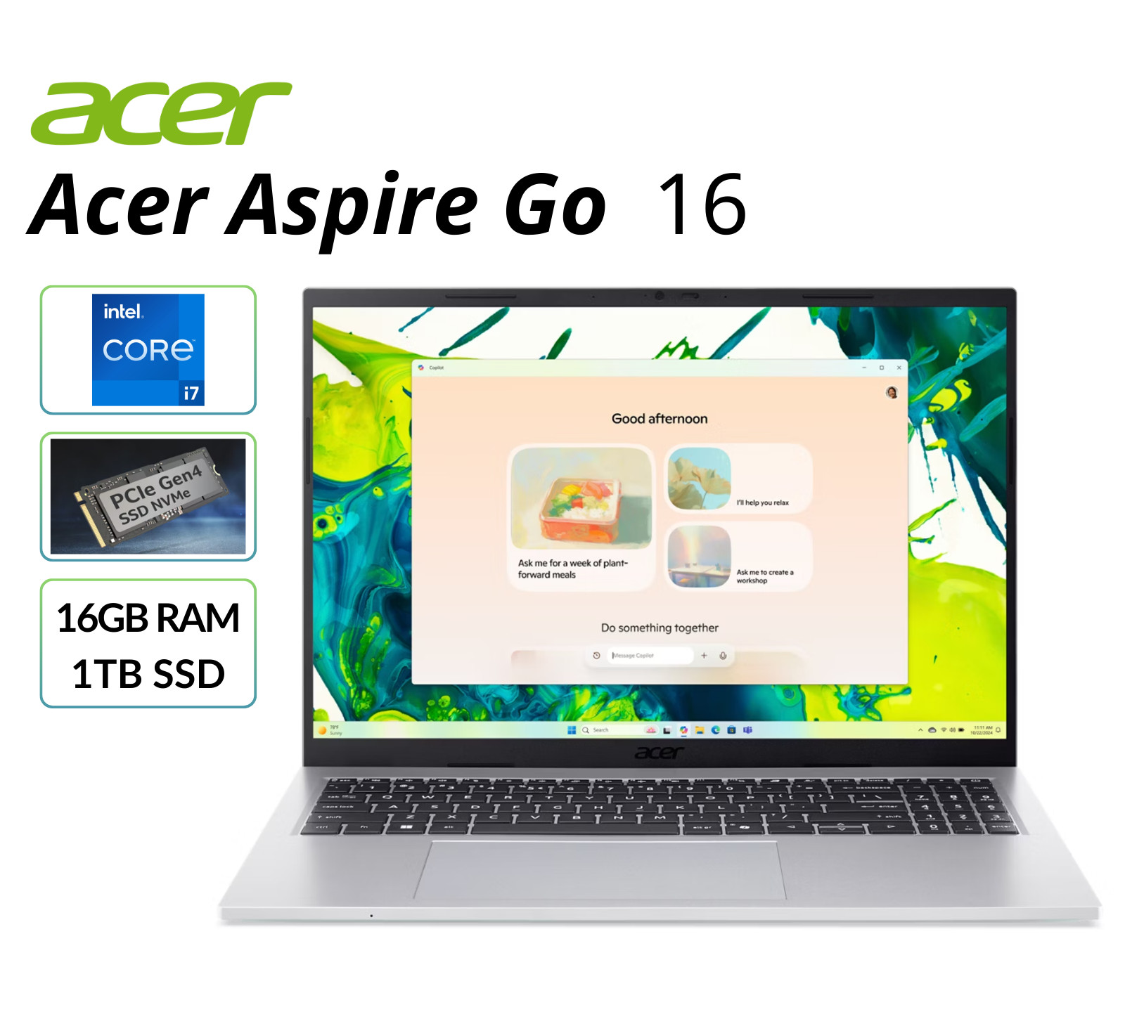 Acer Aspire Go 16″ Touchscreen Laptop IntelCore7 16GB RAM 1TB SSD AG16-71PT-7488