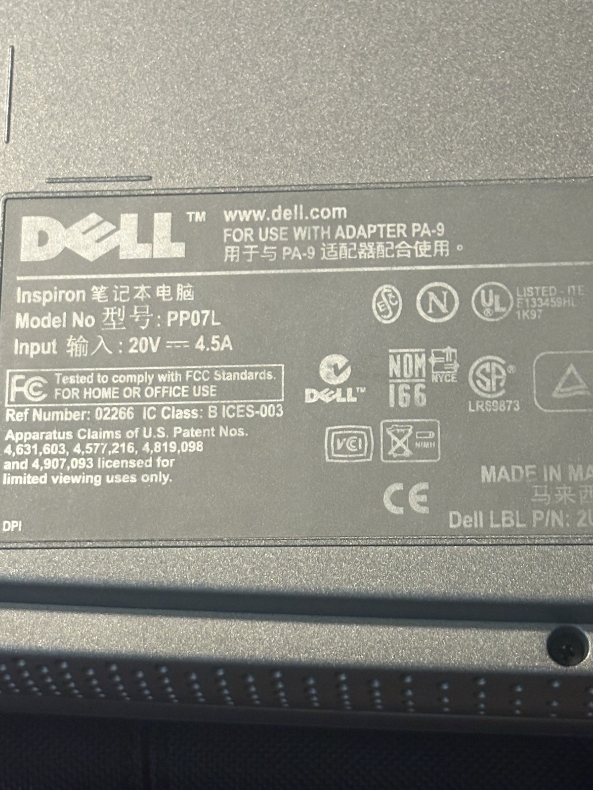 Dell Inspiron 1100 PP07L Notebook Laptop Windows XP/ Holds Charge/Working