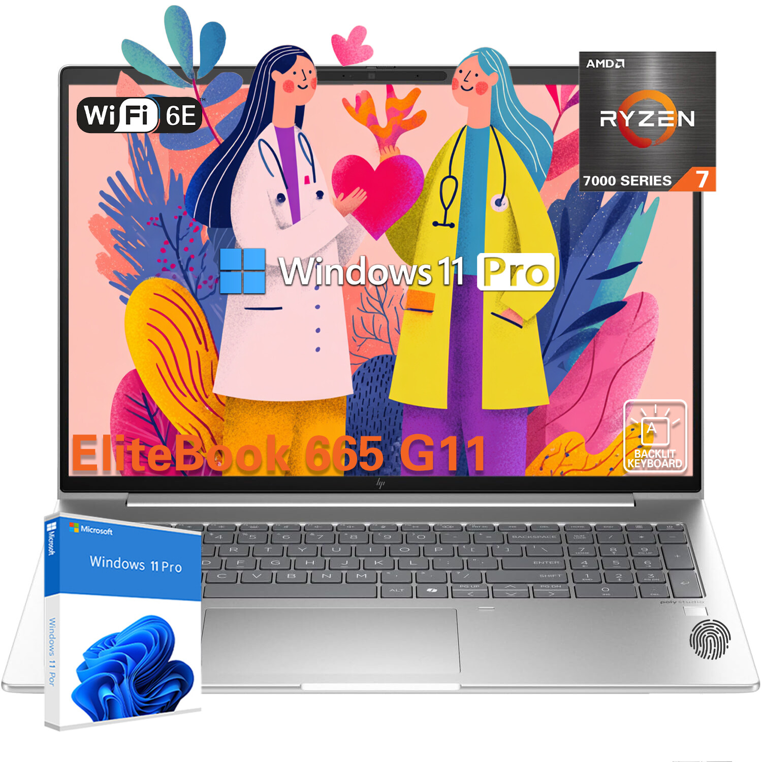 2025 HP ProBook 465 G11 Laptop IPS 7-7735U,Up To 64GB 4TB SSD,Backlit KB+Win11p