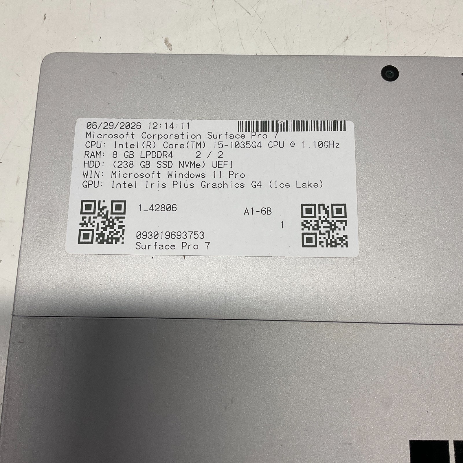 Microsoft Surface Pro 7 1866 12.3″ | 1.10GHz i5-1035G4 8GB 256GB SSD Win 11 Pro