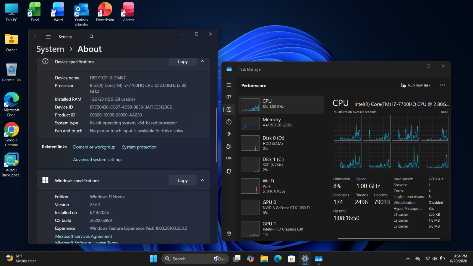 Lenovo Legion Y520 – Gaming Laptop – i7 – 1.25TB SSD + HDD GTX 1050ti W11