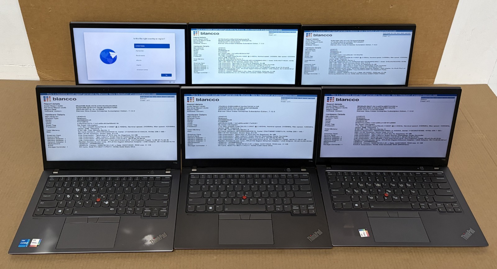 Lot of 6 Lenovo ThinkPad T14s Gen 2 i5-1135G7 | 256GB SSD | 8GB RAM | NO OS H