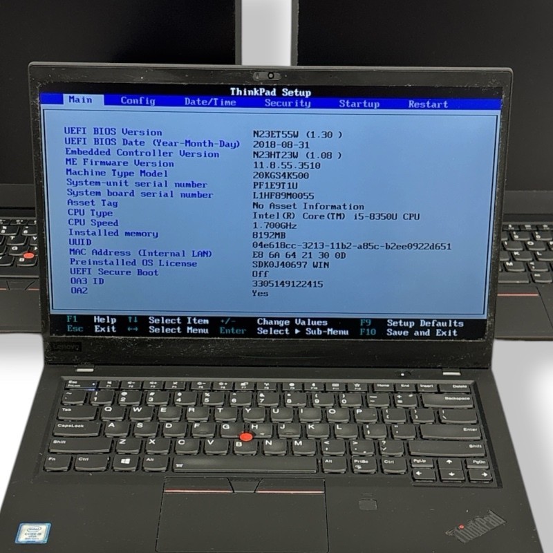 3x Lenovo ThinkPad X1 Carbon Gen 6 i5-8350U 1.70GHz 8GB 256GB No OS Laptop (Lot)