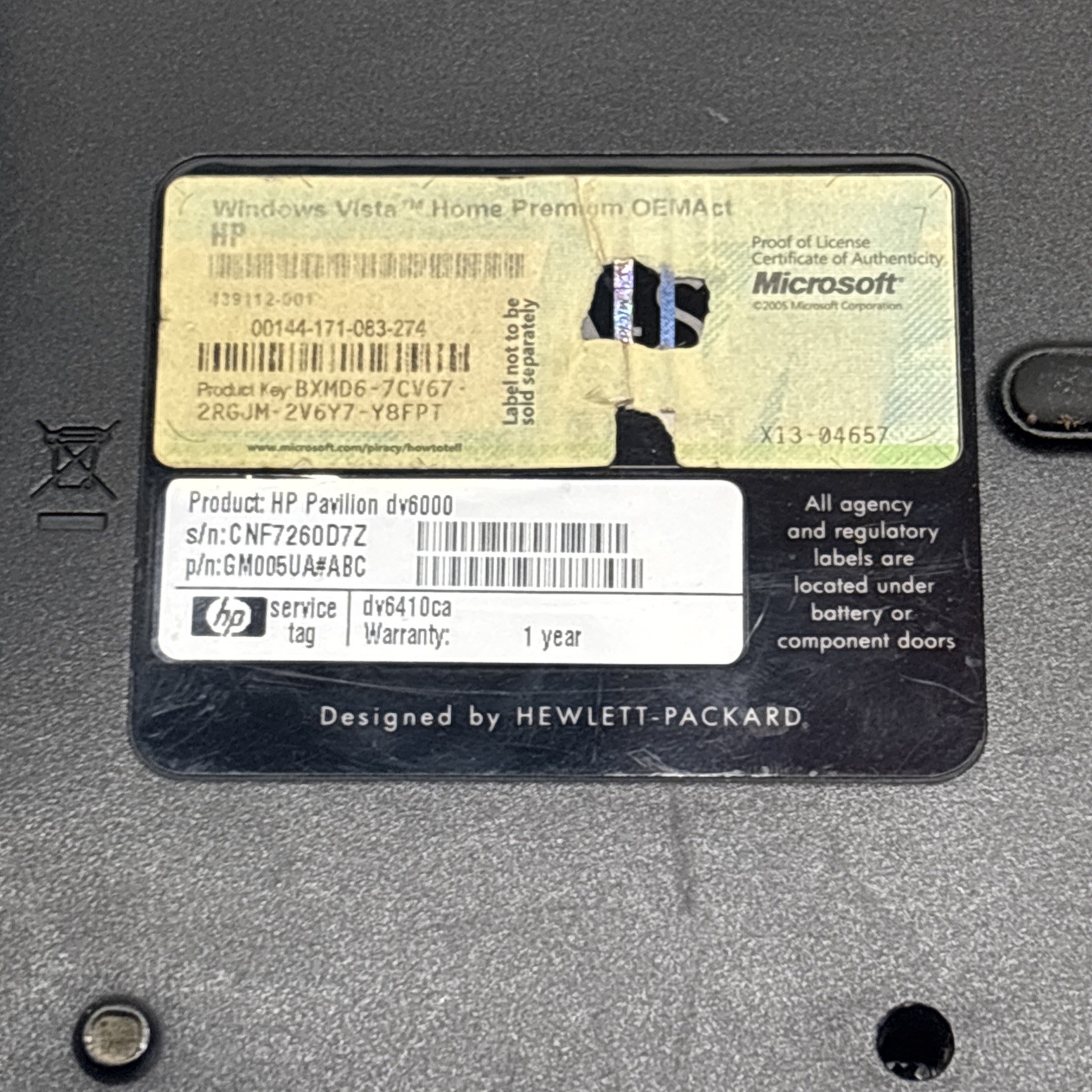 Hp Pavilion DV6000 Intel Centrino duo – 15.6″. No HDD. Boots to BIOS.