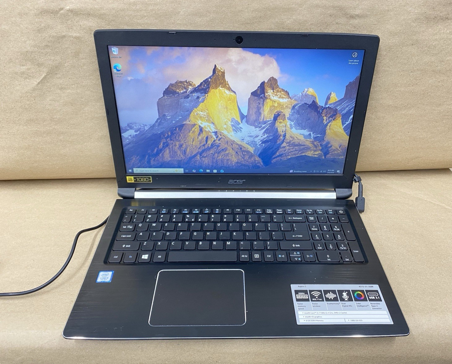 Acer Aspire A515-51 – 15.5″ FHD – i3-7100U – 8GB – 128GB SSD – Win 10 Pro – READ