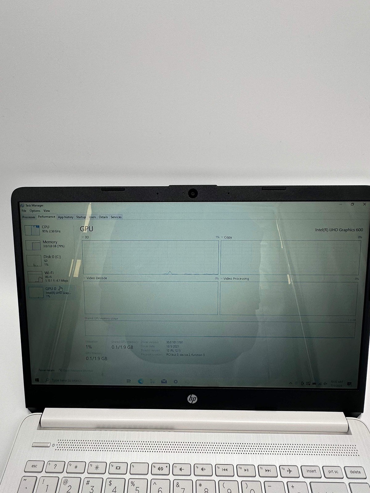 HP 14-dq0052dx 14-inch Laptop Intel Celeron 4GB 64GB White Used B