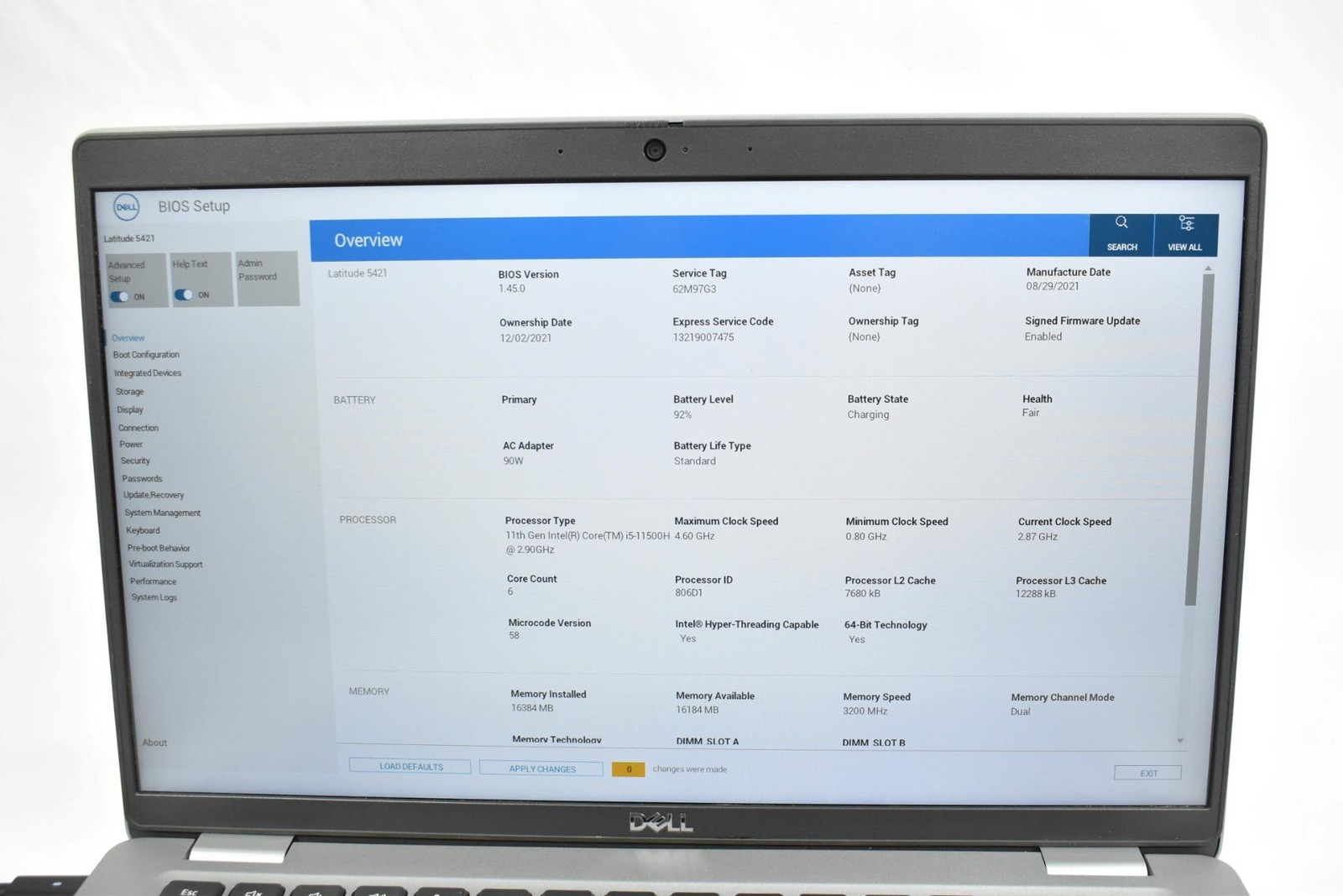 Dell Latitude 5421 Laptop i5-11500H 2.90GHz 16GB 256GB SSD 14″ No OS *See Issues
