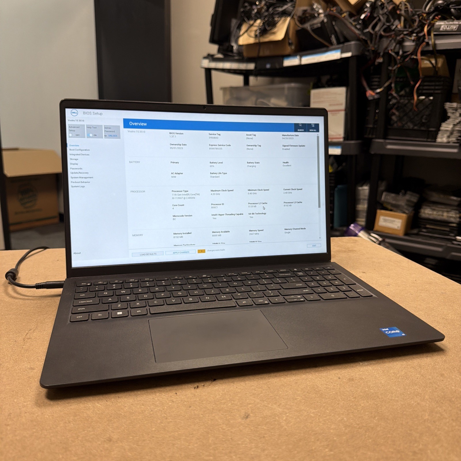 *BIOS PASSWORD Dell Vostro 15 3510 15″ Core i5-1135G7 2.4GHz 8GB RAM NO HD/OS