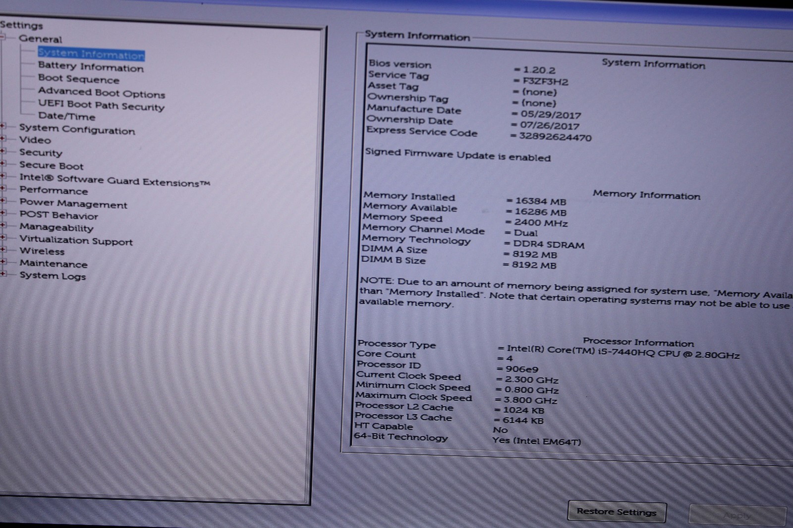 Dell Latitude 5480 i5-7440HQ @ 2. GHz 16GB RAM 256GB SSD No OS