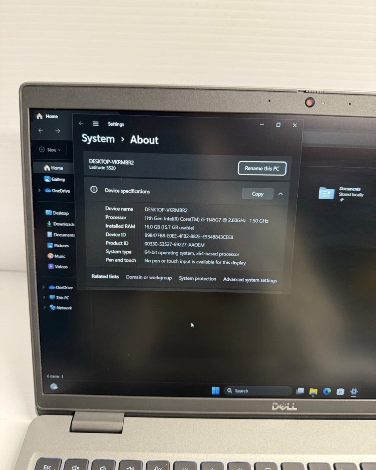DELL Latitude 5520 15.6″ Touch Core i5-1145G7 2.60GHZ 16GB RAM 256GB SSD Win 11